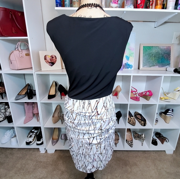 BCBG Asymmetric Body Con Coctail Dress Black - Picture 2 of 8